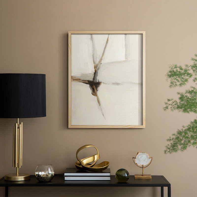 Melding Titanium II Framed Print - Solid Wood, Natural, 30" H x 24" W