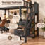 Lit mezzanine multifonctionnel en métal robuste Benedict avec bureau, escalier de rangement, tiroirs, lumière DEL et chargement USB, idéal pour les adolescents et peu encombrants.-1585472821-1585472822