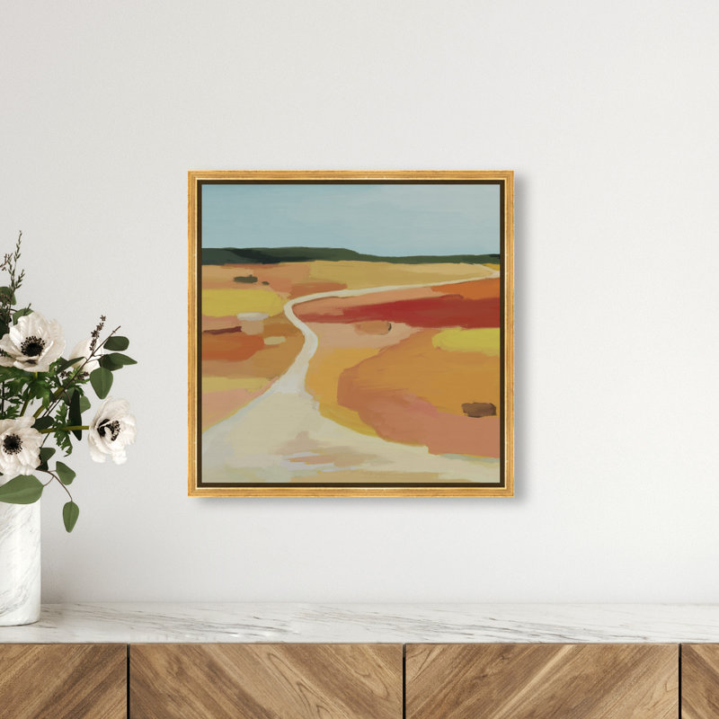 Yellow Road Print by Oliver Gal, 17" H x 17" W, Gold Floater Frame