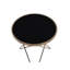 Table de bout ronde en verre noir avec base en forme de «V» superposée au fini champagne, verre de 5 mm, largeur et profondeur de 22 pouces, capacité de poids de 40 lb, limite de poids