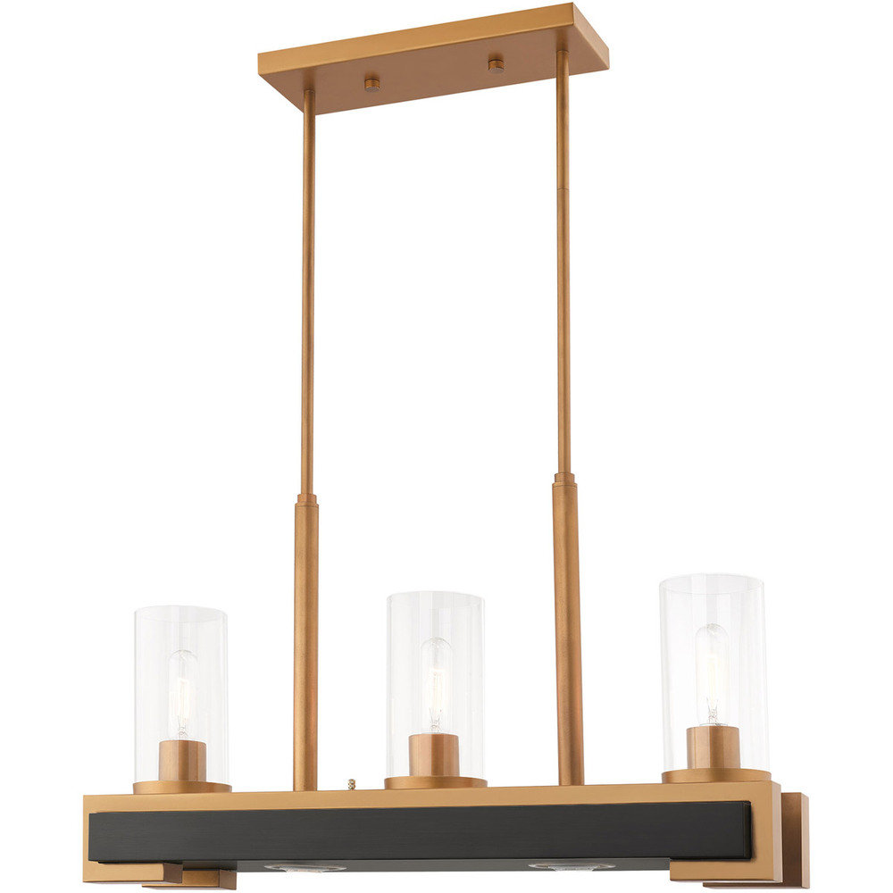 Lustre en bois créatif suspendu trois têtes pour restaurant café