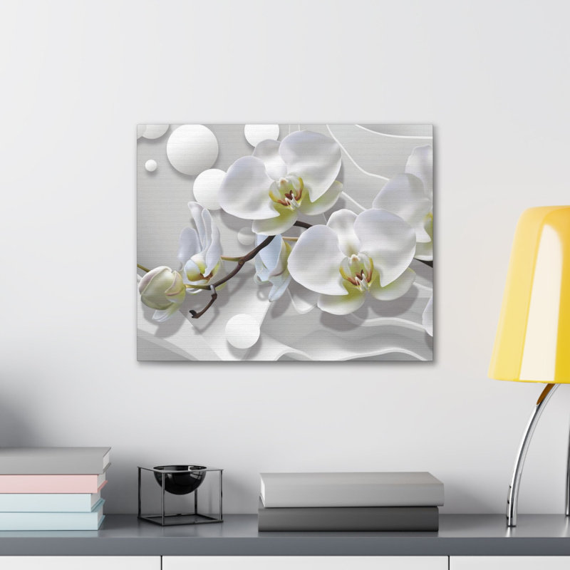 Bouquet d'orchidées sur toile, art mural, H 16 po x l 20 po