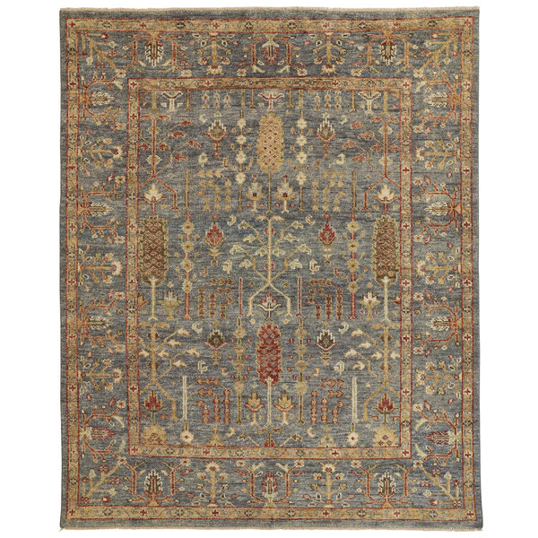 Birch Lane™ Brandonville Oriental Hand Knotted Wool Blue/Gold/Red Area ...