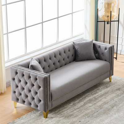 Luxurious Comfort Velvet Chesterfield Sofa For Living Room, Bedroom, Office Use