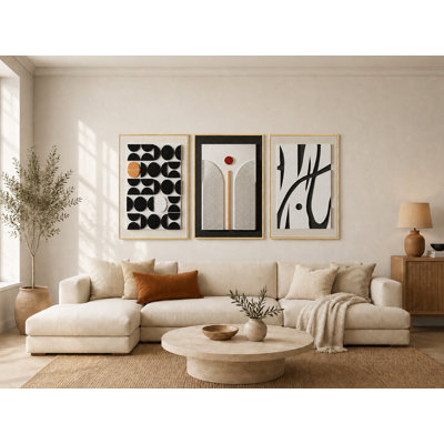 3 Piece Framed 3D Textured Abstract Arch Wall Art Set