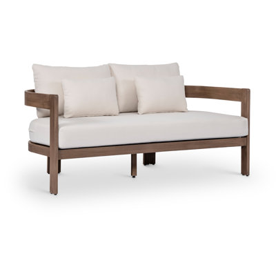 Glenmore 65" Water Resistant Fabric Upholstered Outdoor Patio Loveseat with Protective Cover Included by Latitude Run