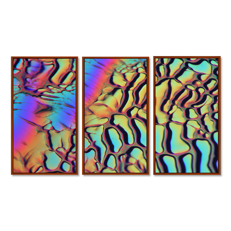 «Neon Texture Mars», ensemble d'art mural paysage abstrait, Cadre flottant brun, H 32 po x l 48 po x P 1 po