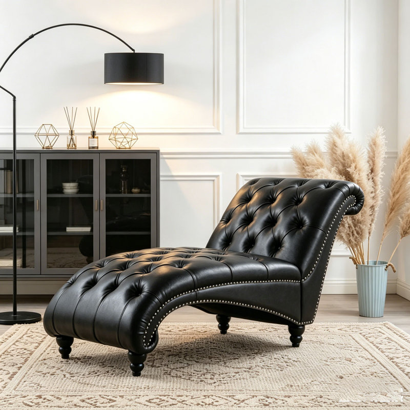 Chaise longue sans accoudoirs, Black PU