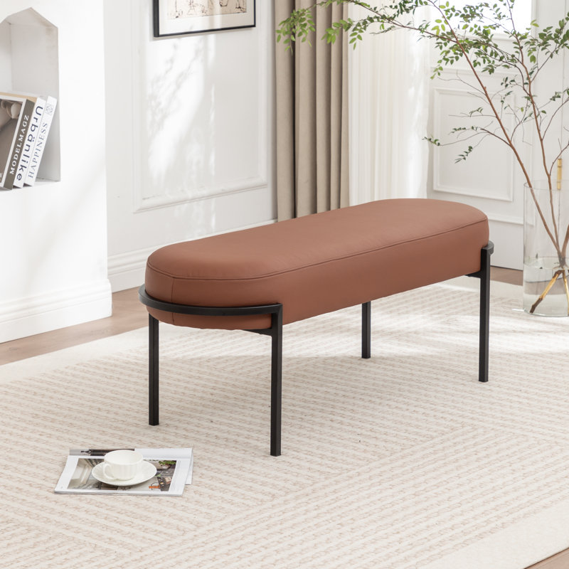 Banc rembourré Janeesha Boucle, Brun