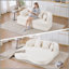 Canapé-lit 2 en 1 pliable, canapé-lit convertible pliable sans os de 70 pouces, 4 coussins pour le salon, blanc laiteux-129158329