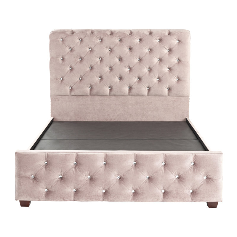 Joel Upholstered Bed, Double (4'6), Kensington Lilac