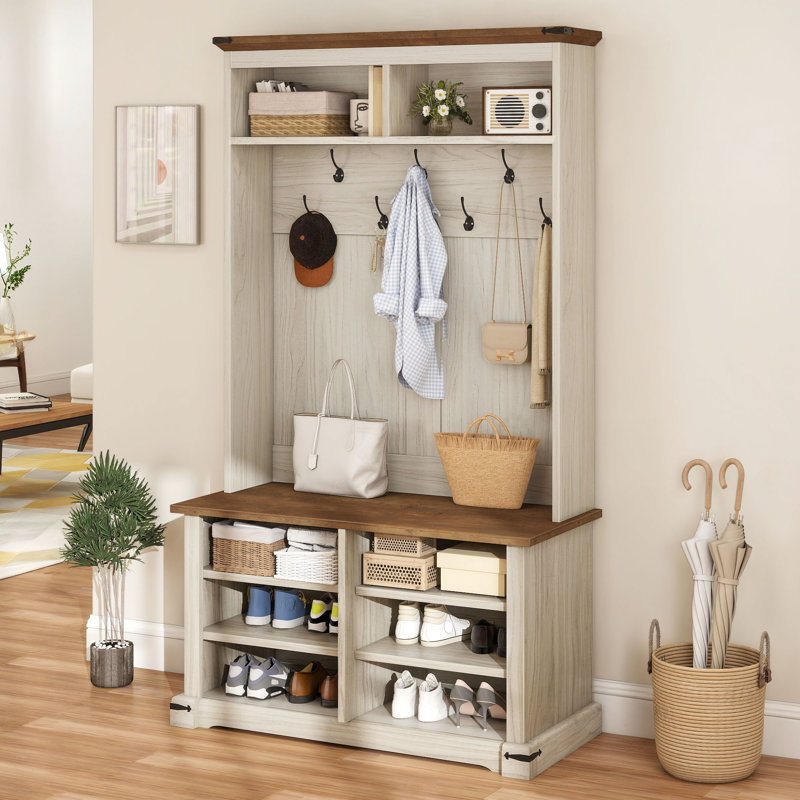 Hall Tree 39.4'' Wide With Bench And Shoe Storage