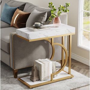 Moderm White Gold End Table Side Table