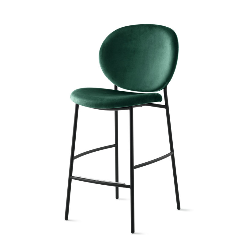Inès Upholstered Stool with Metal Frame, Forest Green