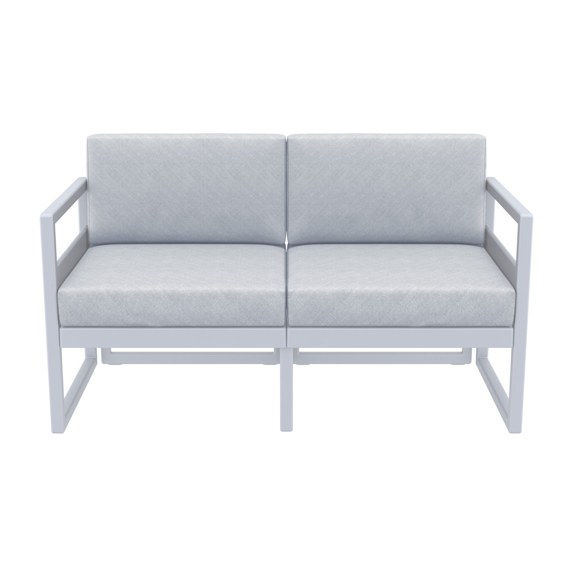Lane 58'' Wide Straight Loveseat with Cushions, Silver/Gray, Canvas Granite Sunbrella® Canvas