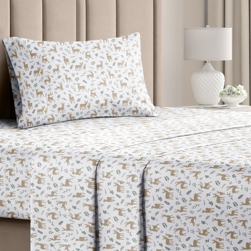 Christmas Sheet Set, Festive Holiday Bedding, Soft & Cozy, Wrinkle Free Bed Sheets, Twin Sheet Set + 1 Pillowcase, Reindeer 2