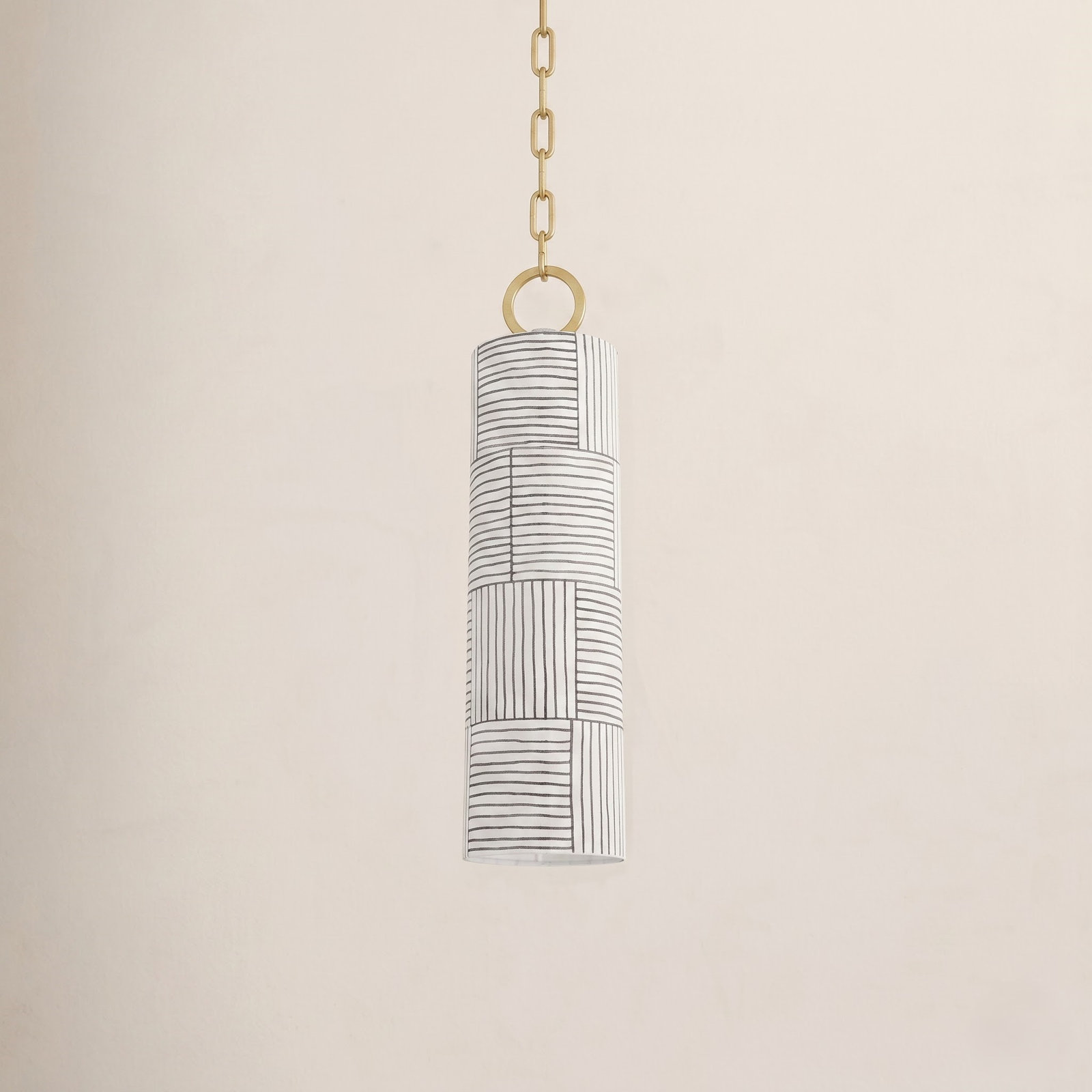 Coven Dimmable 1 - Light Pendant, Stripe Combo Ceramic