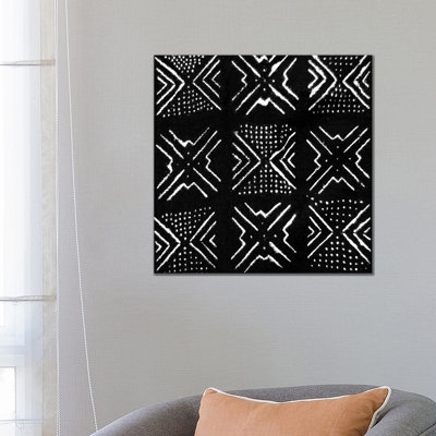 Mudcloth Black Geometric Design V by Ellie Roberts - Wrapped Canvas Print
