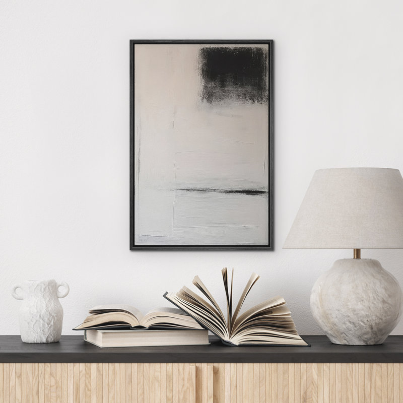 Reproduction d'art abstrait sur toile encadrée pour décoration intérieure moderne, H 24 po x l 16 po, Noir