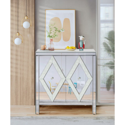 Sieracki 31.5'' Storage Cabinet with Mirror Trim and Diamond Shape Design for Living Room