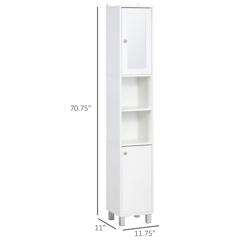 Grande armoire de salle de bain blanche avec miroir et tablettes réglables - Rangement pour espace de vie