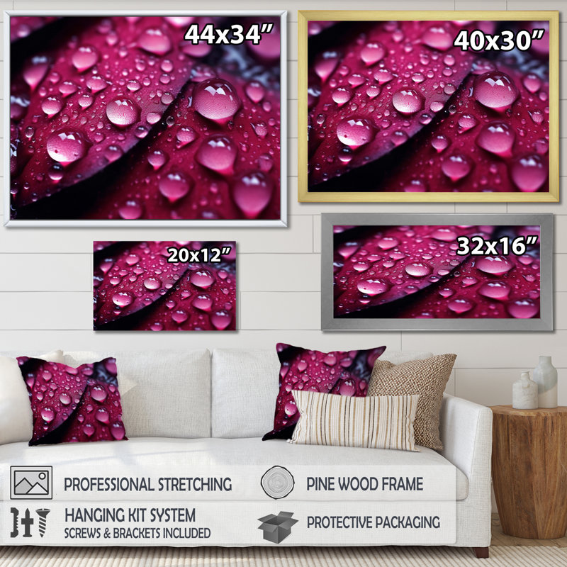 " Red Rose With Raindrops IX ", Gold Single Picture Framed, 34" H x 44" W x 1.5" D
