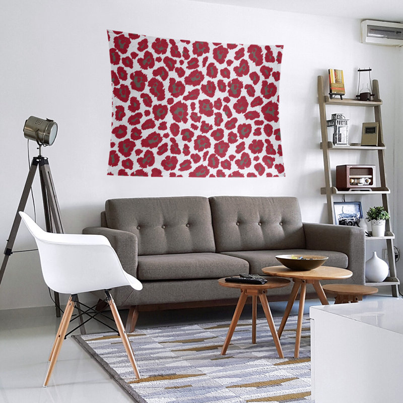 Tapisserie en microfibre Tampa Bay, H 51 po x l 60 po, Blanc / rouge / brun clair