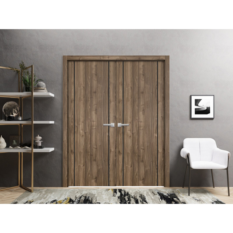 Portes françaises en bois massif massif, Noyer, 72 po x 80 po
