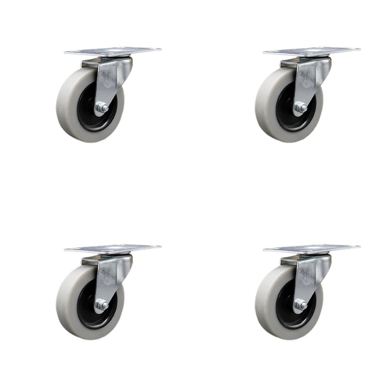 Ensemble de 4 roulettes de service en plastique de 3 pouces avec plateau à roulettes 3 pièces