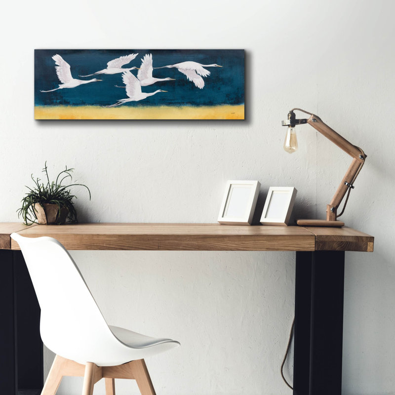 Art mural sur toile Winston Porter «Feathered Flock 2» par Julia Purinton, H 12 po x l 36 po x P 0,75 po