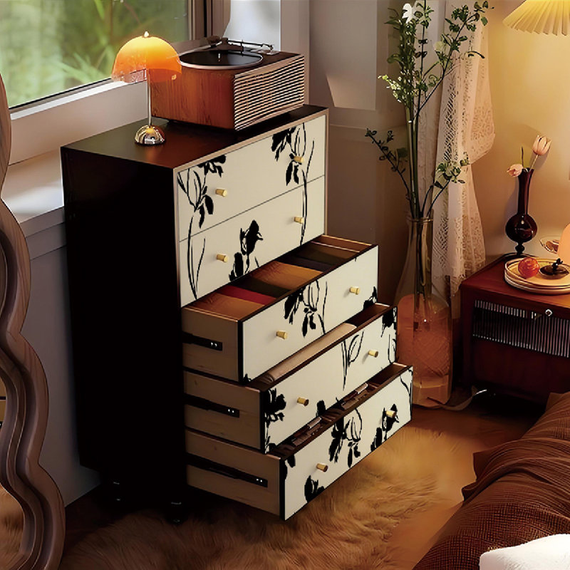 Commode de rangement à motif floral français