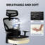 Ergonomic Office Chair, Desk Chair with 3D Lumbar Support, Adjustable Armrests, Headrest & Scratch-Free Wheels, Computer Chair with 140 kg Weight Capacity, Comfortable Swivel Chair for Office