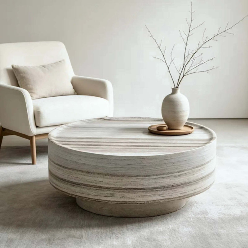 Table basse ronde de 31,5 po idéale pour le salon en famille et les moments d'après-midi douillets