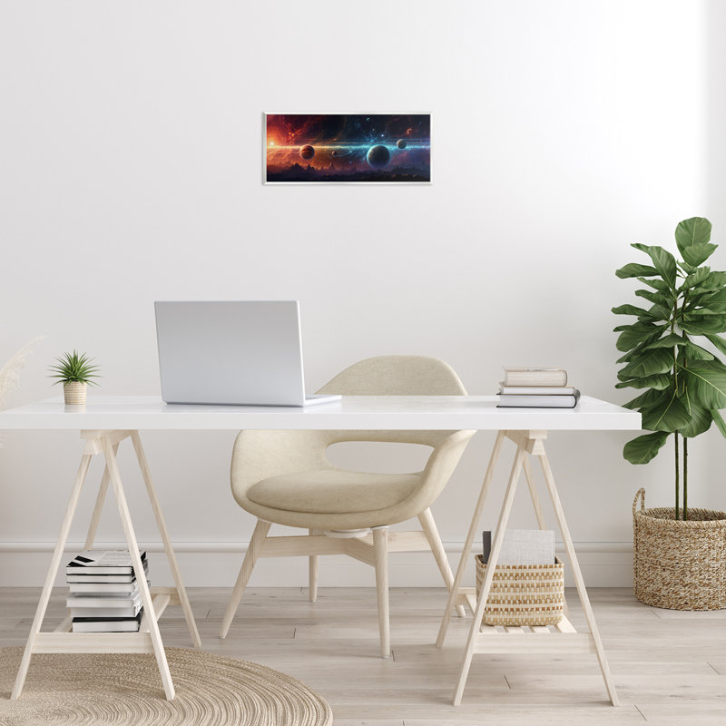 Plaque murale surréaliste Planets over Crags, design par Wumples