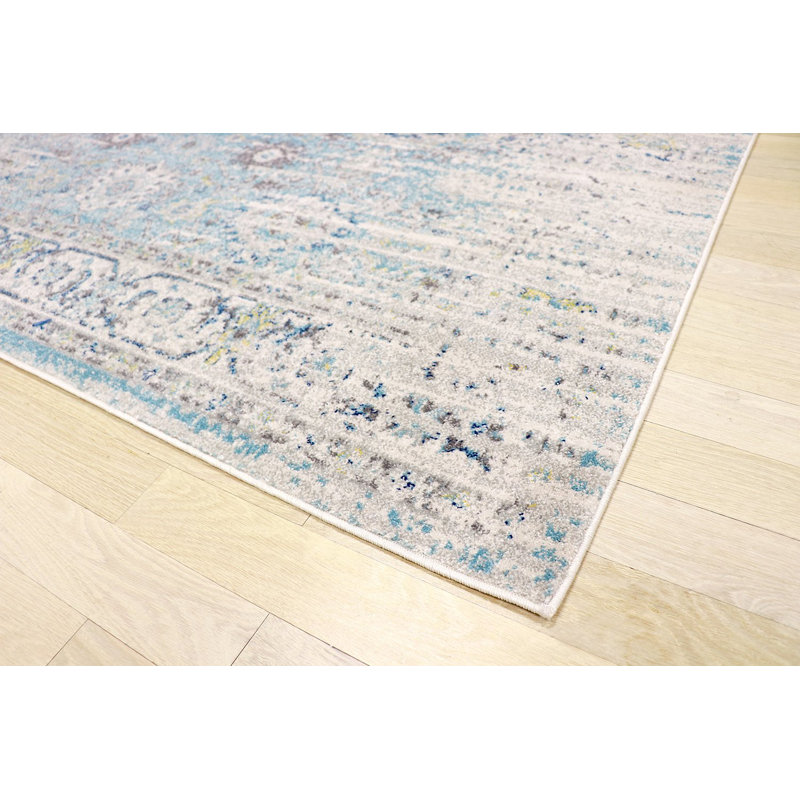 Chelsea Floral Seafoam/Beige/Gray Area Rug, Rectangle 5' x 7'6"