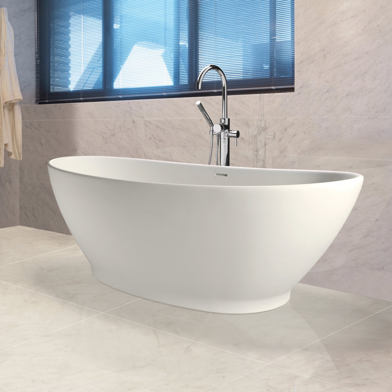 MTI Elise 72.875" Freestanding Soaking Bathtub, Gloss White