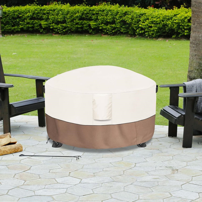 Couvre-foyer d'extérieur rond, résistant aux intempéries, résistant aux déchirures, imperméable, beige