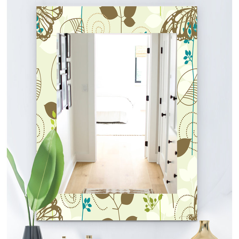 Miroir mural traditionnel avec papillon des feuilles, H 39,4 po x l 29,5 po