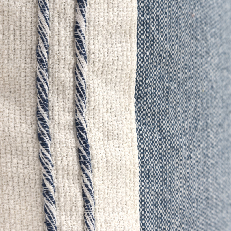 Housse et insert de coussin carré 100% coton , Bleu foncé / Blanc