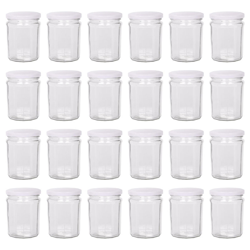 Glass Jar - Set of 24, White, 380ml