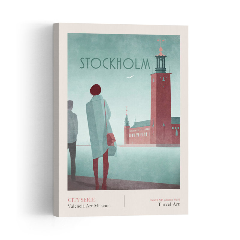 Stockholm 2 - Stockholm City Hall Elegant Retro Serene Architecture City Wall Art Print 1 Piece Wrapped Canvas Wall Art