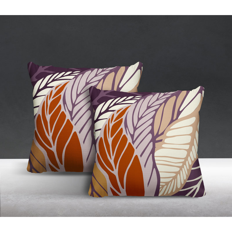  Coussin décoratif floral intérieur / extérieur réversible, L 19 po x H 19 po, Mauve