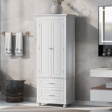 Botond Bathroom/Office Tall Cabinet with 2 Drawers