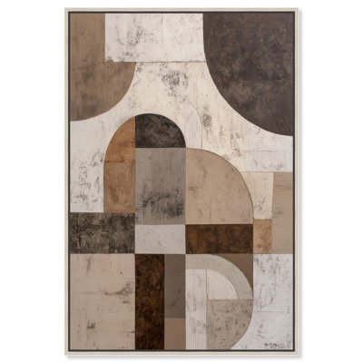 Plaster and Arc IV Canvas Print Brown Wall Decor by Art Remedy, Silver Frame, 16 x 24