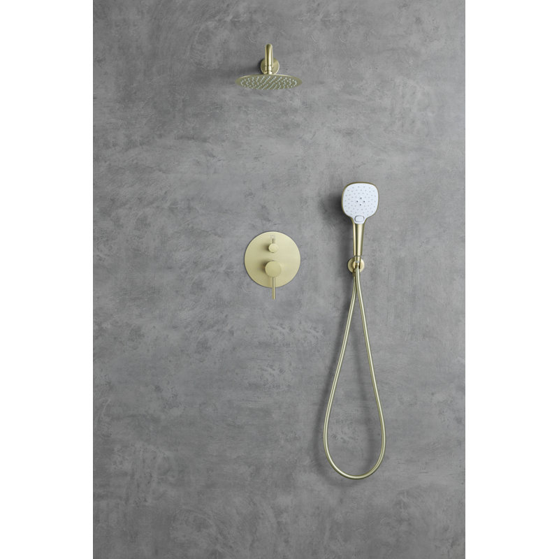 Système de douche complet à pression équilibrée avec valve brute George, Or brossé