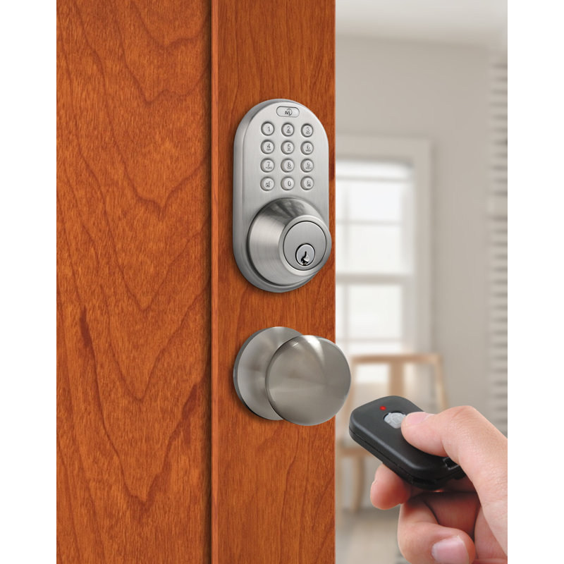 Knobs With Deadbolt Reversible Entry Set, Satin Nickel