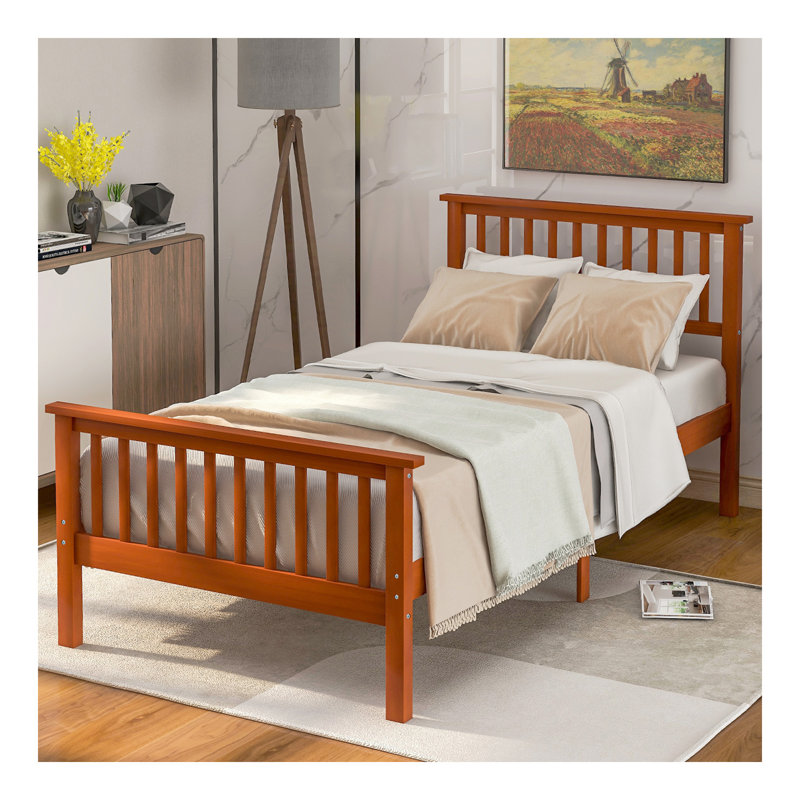 Lit plateforme en bois avec tête et pied de lit (chêne)