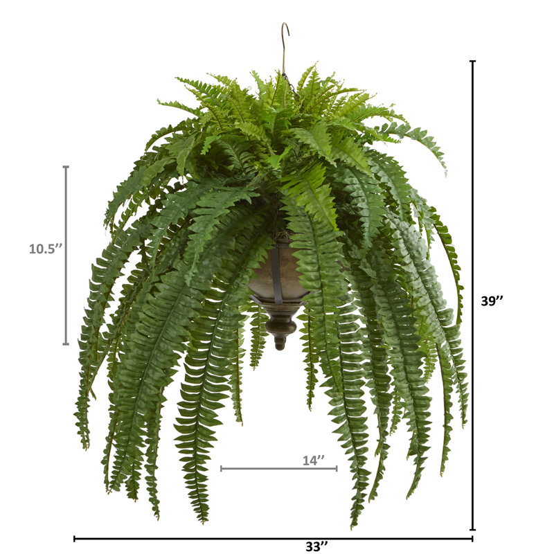 39'' Faux Fern Plant in Metal Planter