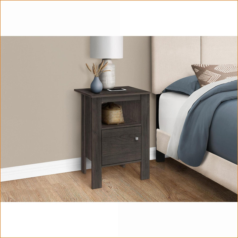 Brown Laminate Coffee Table with Storage, Multi-Use End Table Nightstand for Living Room Bedroom