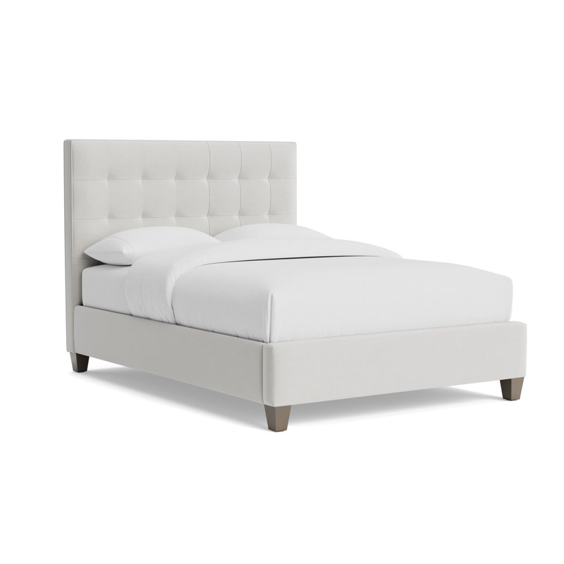Butler Grid Tuft Floating Rail Bed, Performance Velvet - Silver, King, Driftwood